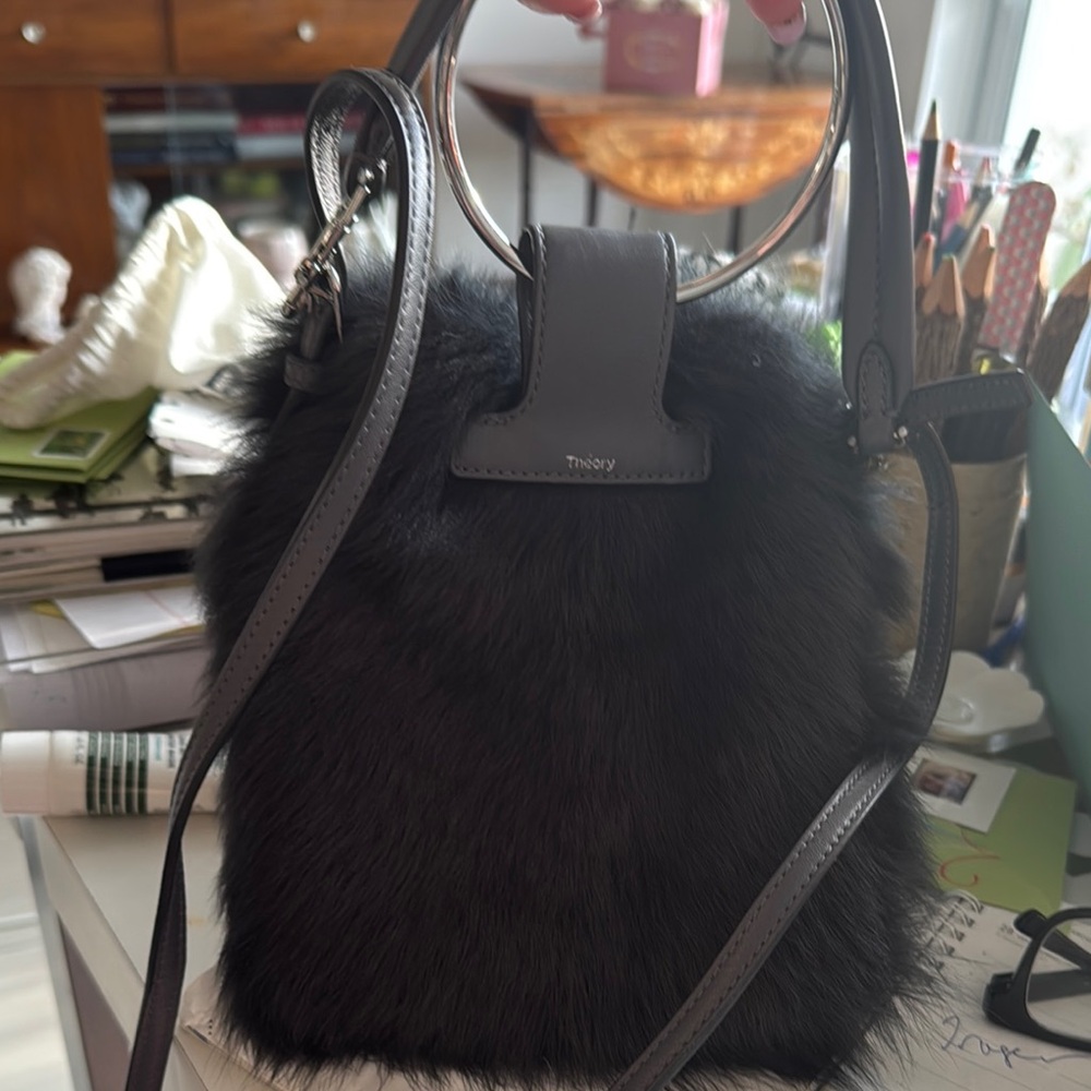 Theory Black (faux) Fur shoulder/handBag